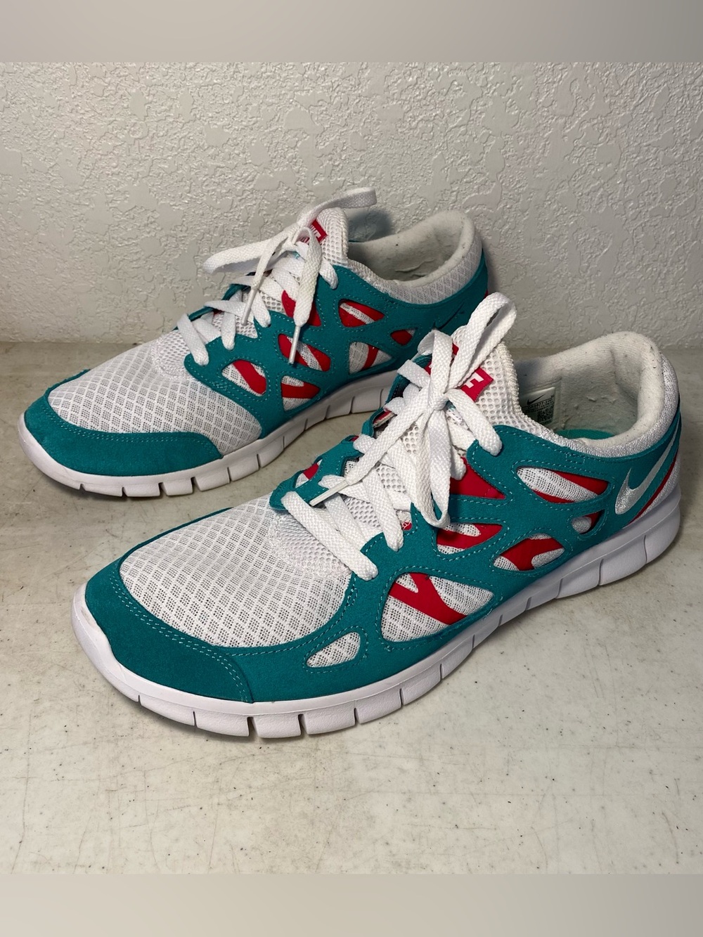 Nike Free Run 2 Shoes Men’s 13 - Watermelon- Teal Pink White Athletic Sneakers